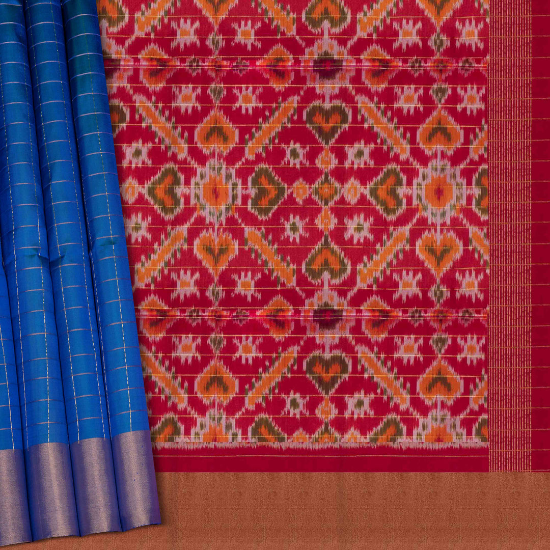 Pallu and body design of  Handwoven  Ikat Soft Silk Saree