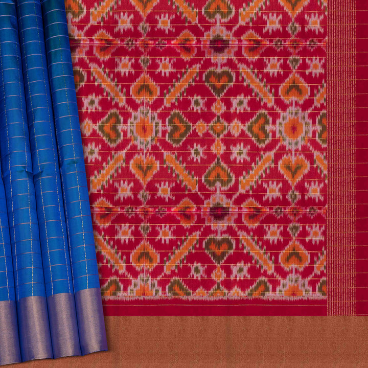 Pallu and body design of  Handwoven  Ikat Soft Silk Saree