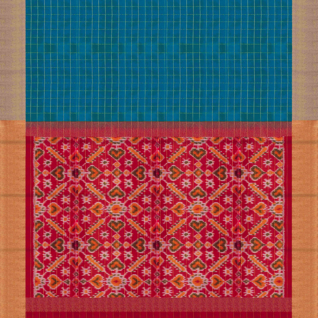 Pallu of  Handwoven Ikat Soft Silk Saree