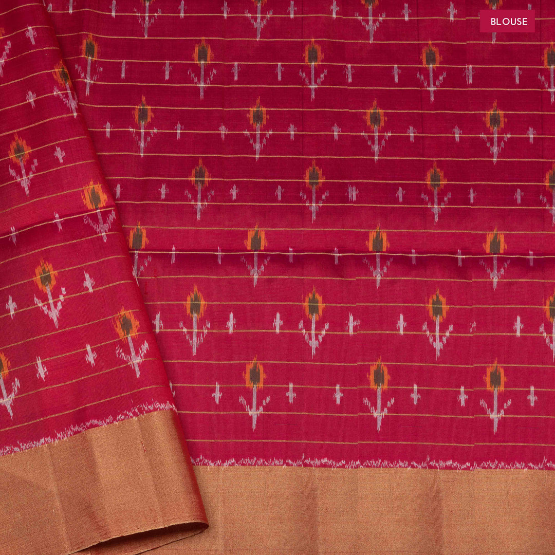 Blouse of Handwoven Ikat Soft Silk Saree