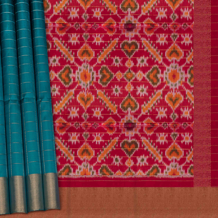 Pallu and body design of  Handwoven Ikat Soft Silk Saree
