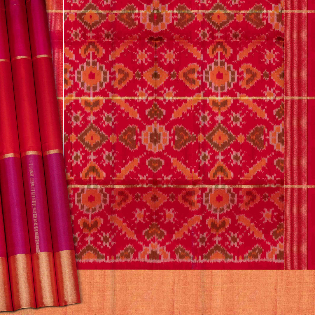 Body design of Handwoven Multicolor Ikat Soft silk Saree