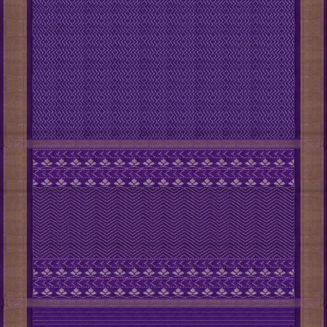 Pallu of Handwoven Purple monotone Ikat silk Saree