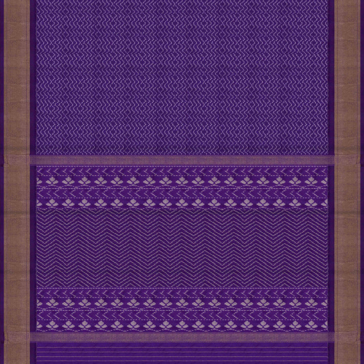 Pallu of Handwoven Purple monotone Ikat silk Saree