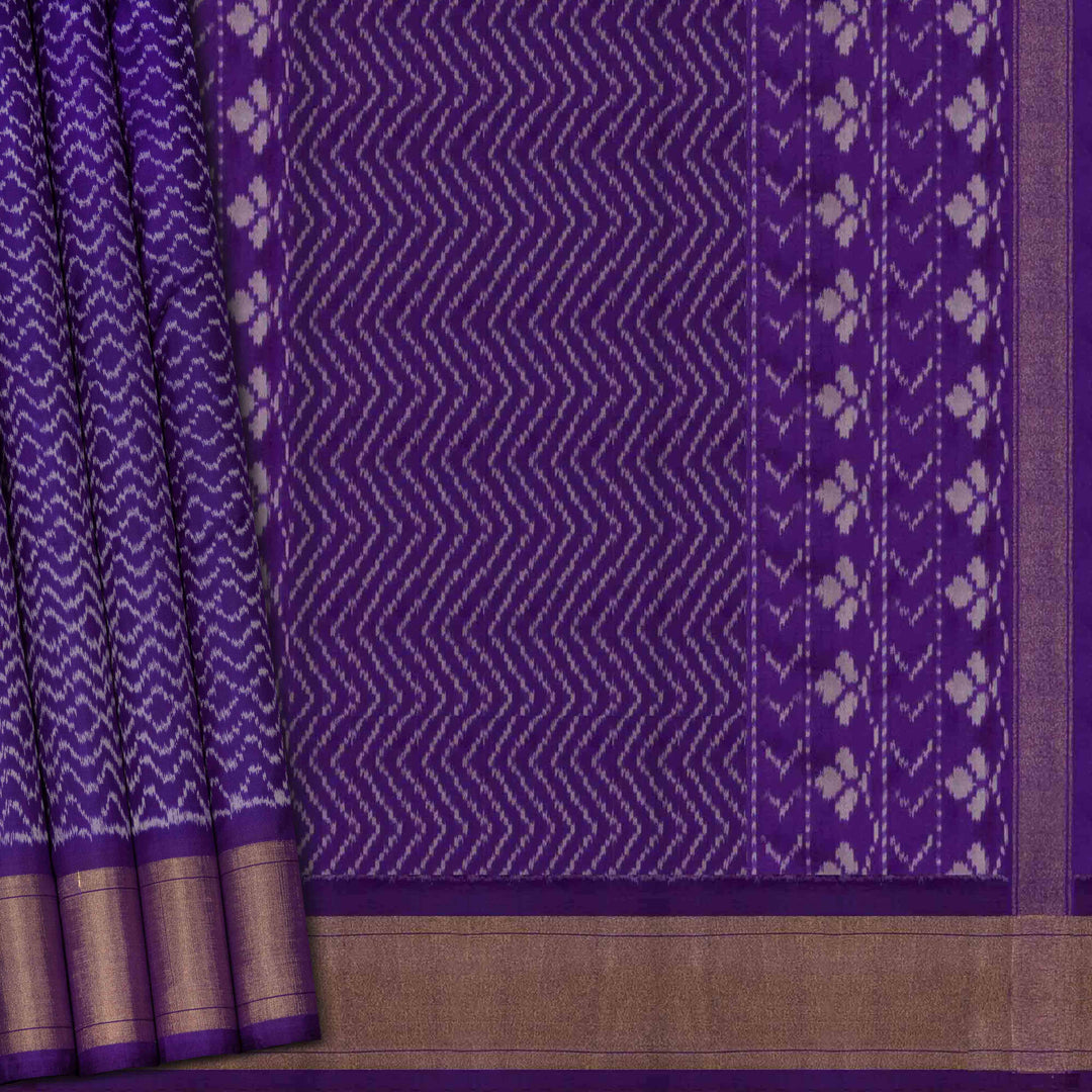 Body design of Handwoven Purple monotone Ikat silk Saree