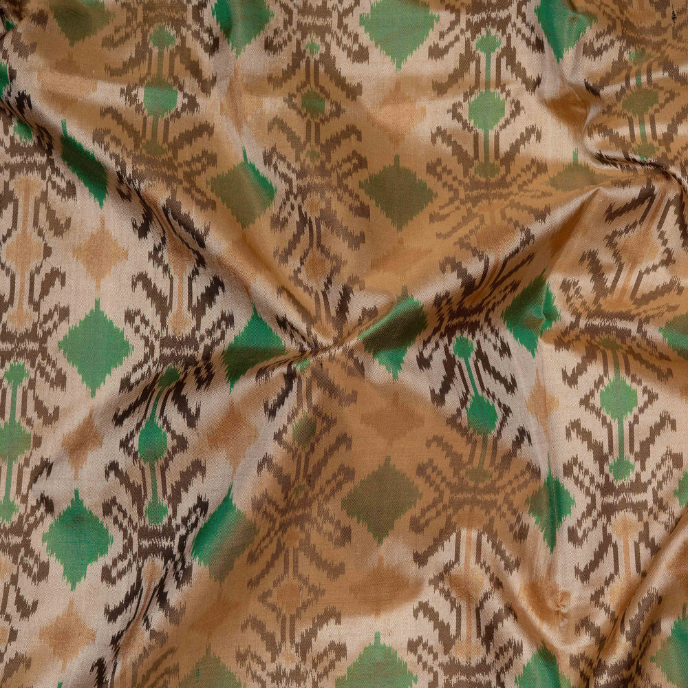 Closeup of  Handwoven Ikat Silk Saree