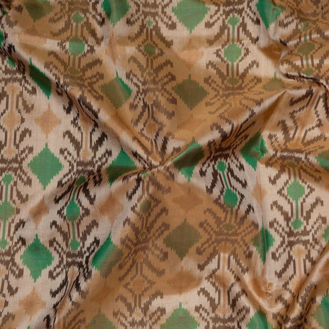 Closeup of  Handwoven Ikat Silk Saree