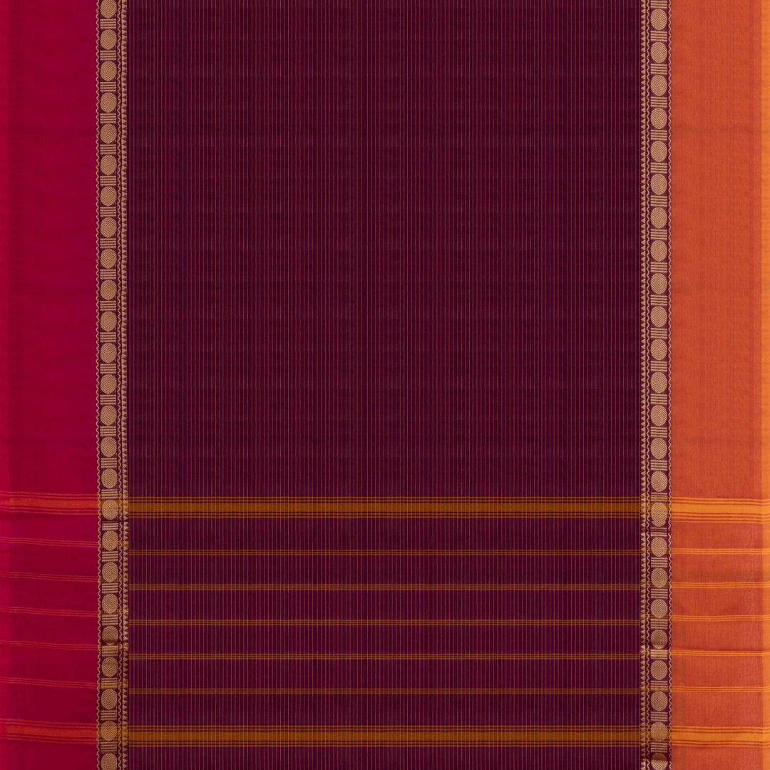 Pallu of Handwoven Purple with Ganga Jamuna border Chettinad Cotton Saree