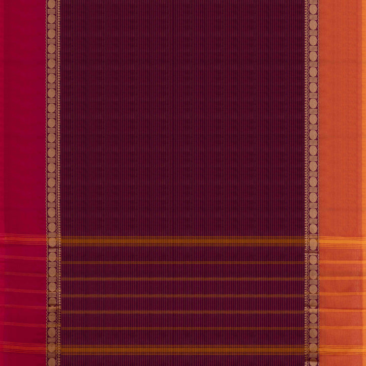 Pallu of Handwoven Purple with Ganga Jamuna border Chettinad Cotton Saree