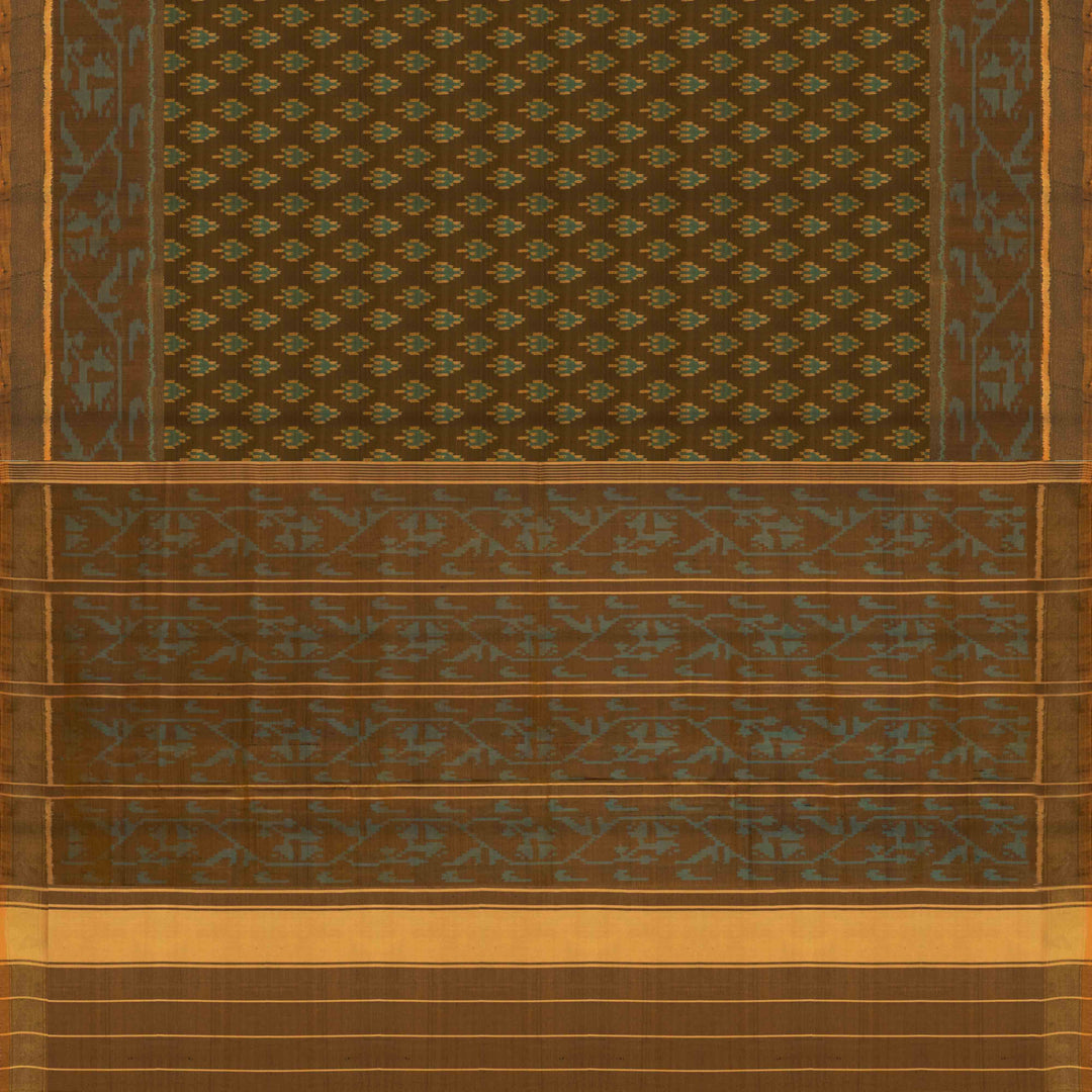 Pallu of  Handwoven Ikat Silk Saree