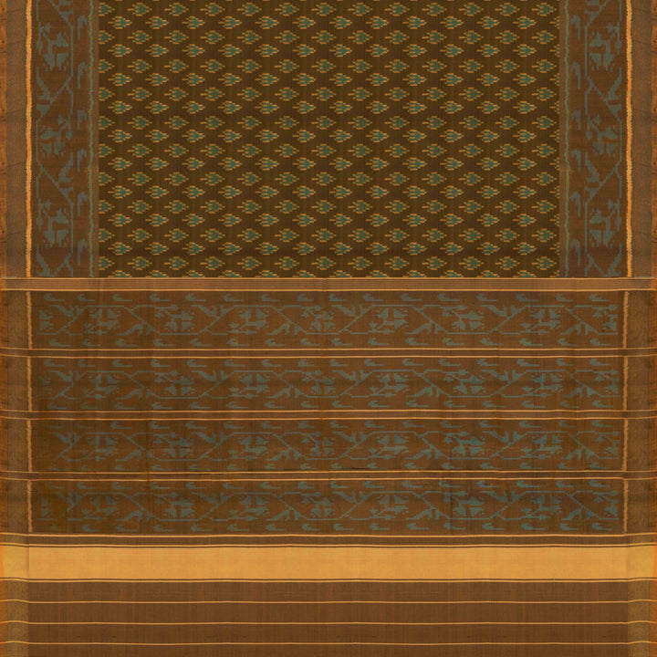 Pallu of  Handwoven Ikat Silk Saree