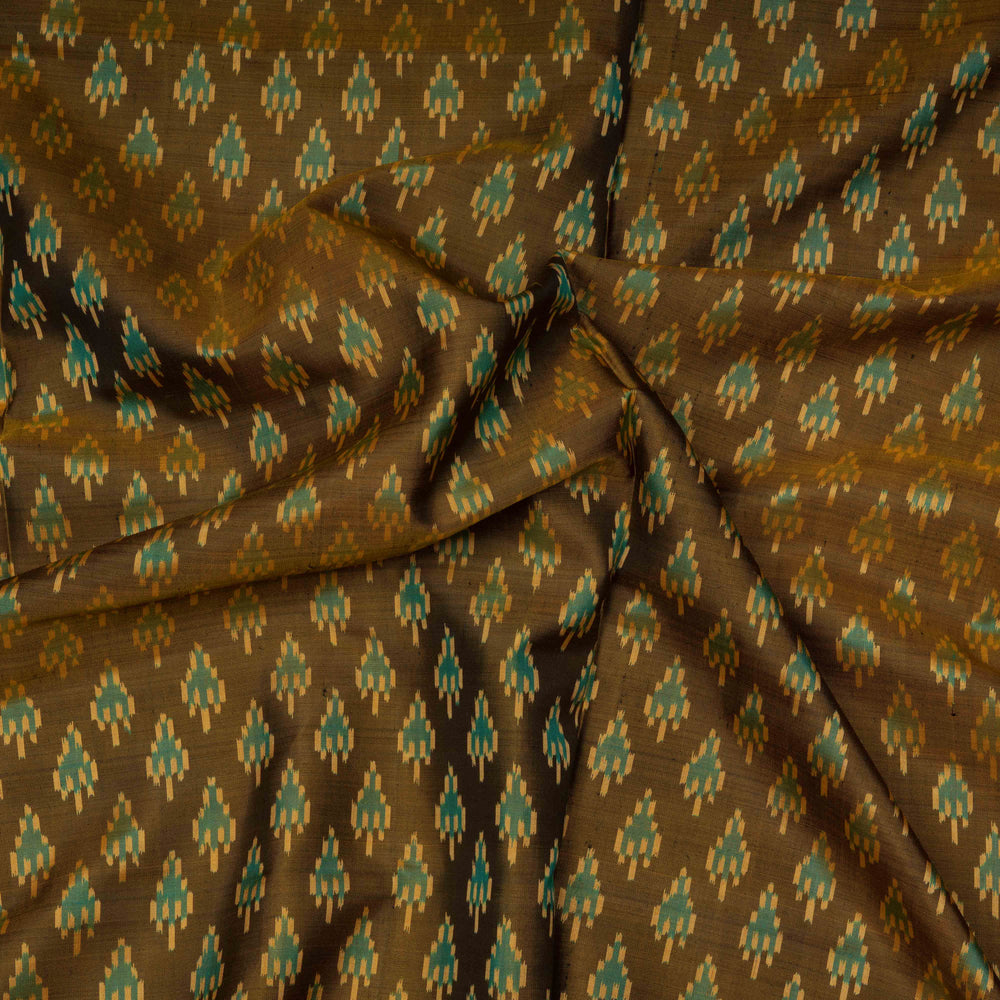 Closeup of  Handwoven Ikat Silk Saree