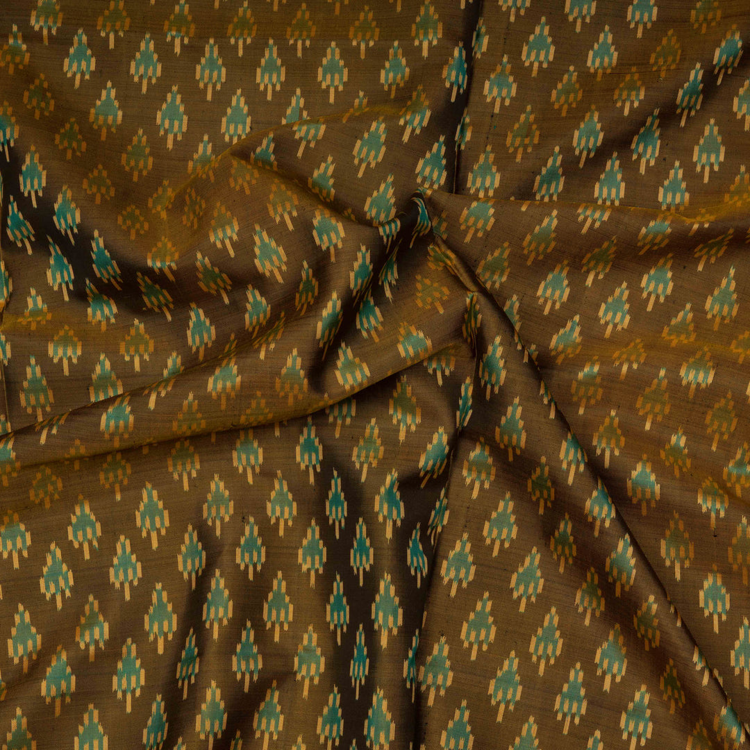 Closeup of  Handwoven Ikat Silk Saree