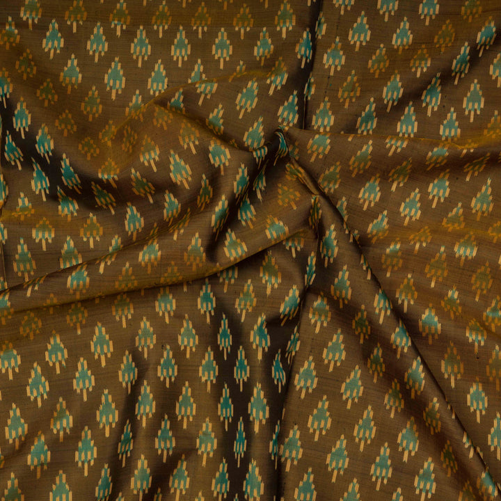 Closeup of  Handwoven Ikat Silk Saree