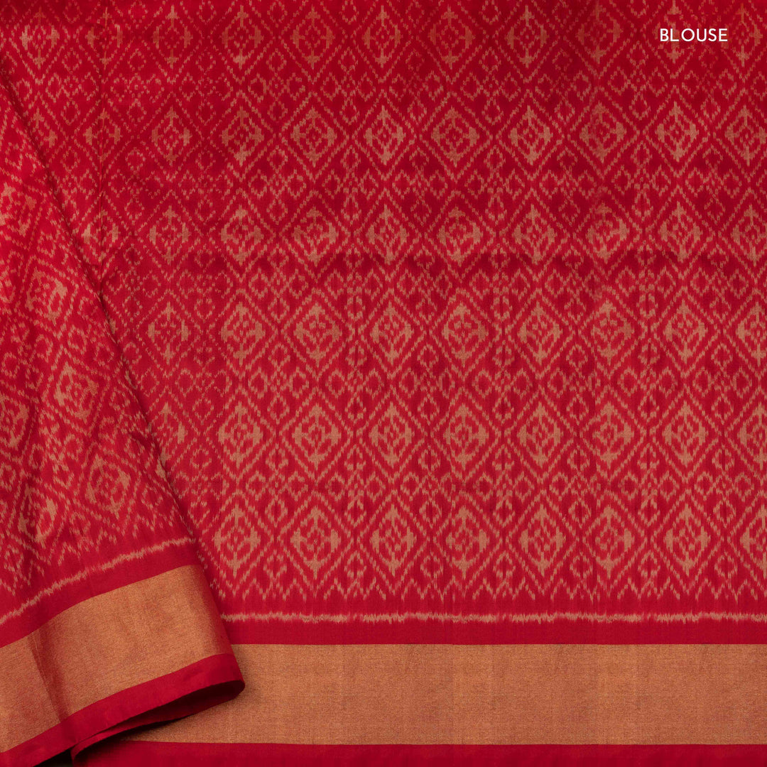 Handwoven Black with Red Ikat Silk Saree- 3010T013398DSC