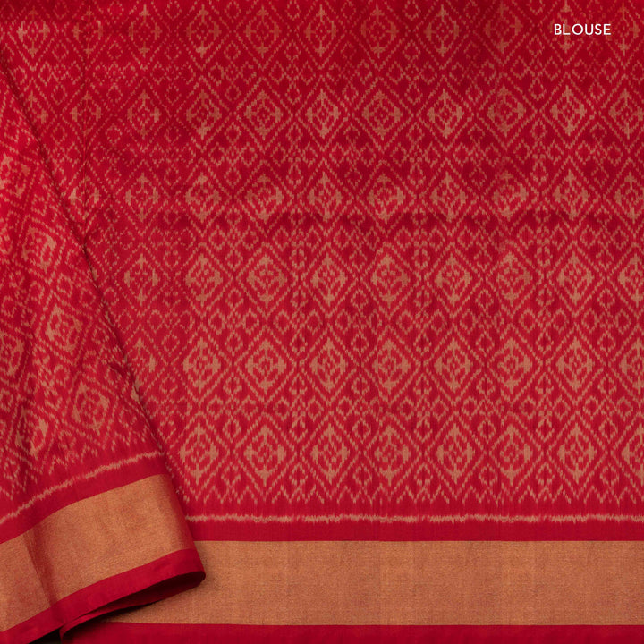 Handwoven Black with Red Ikat Silk Saree- 3010T013398DSC