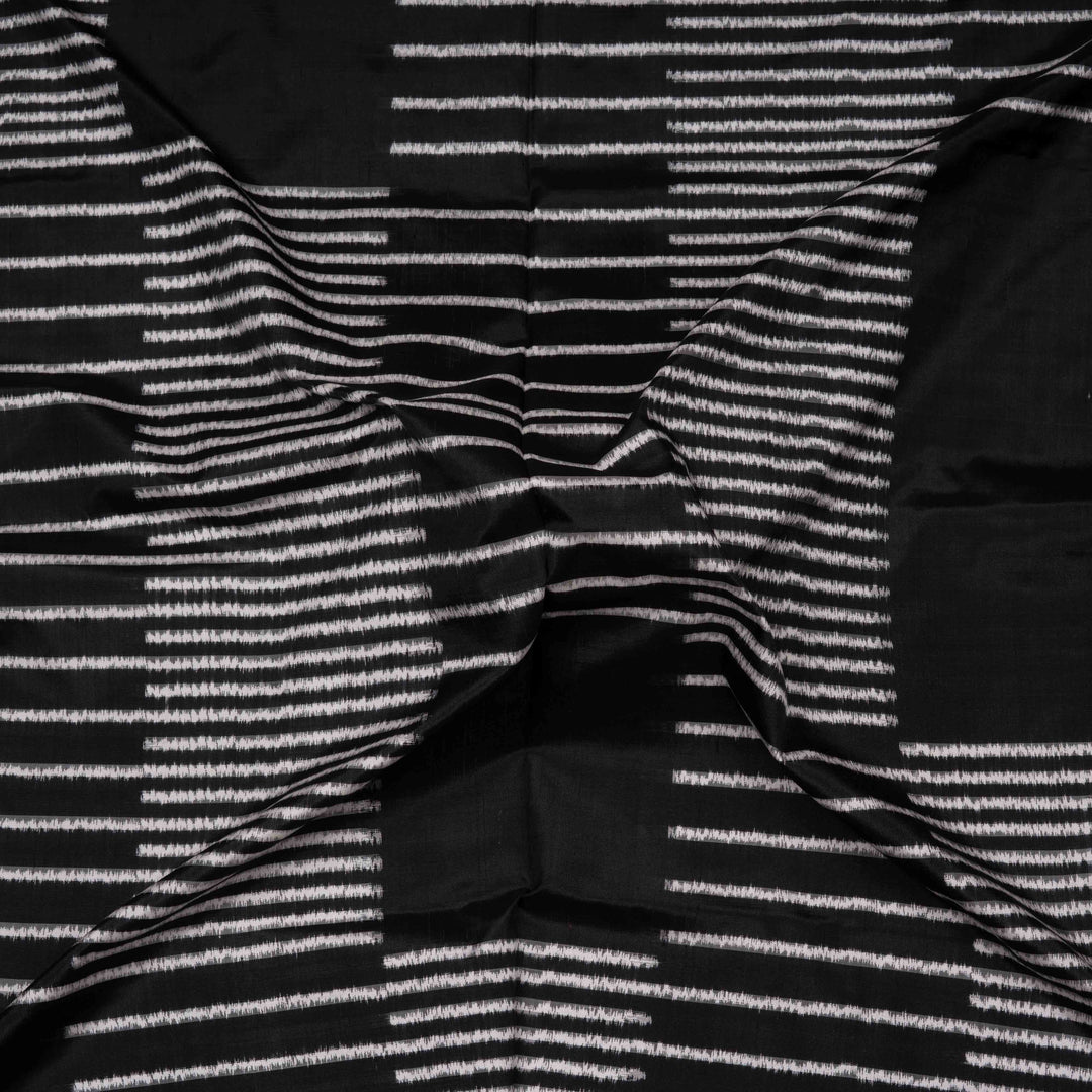 Handwoven Black monotone Double Ikat Silk Saree- 3011T013463DSC