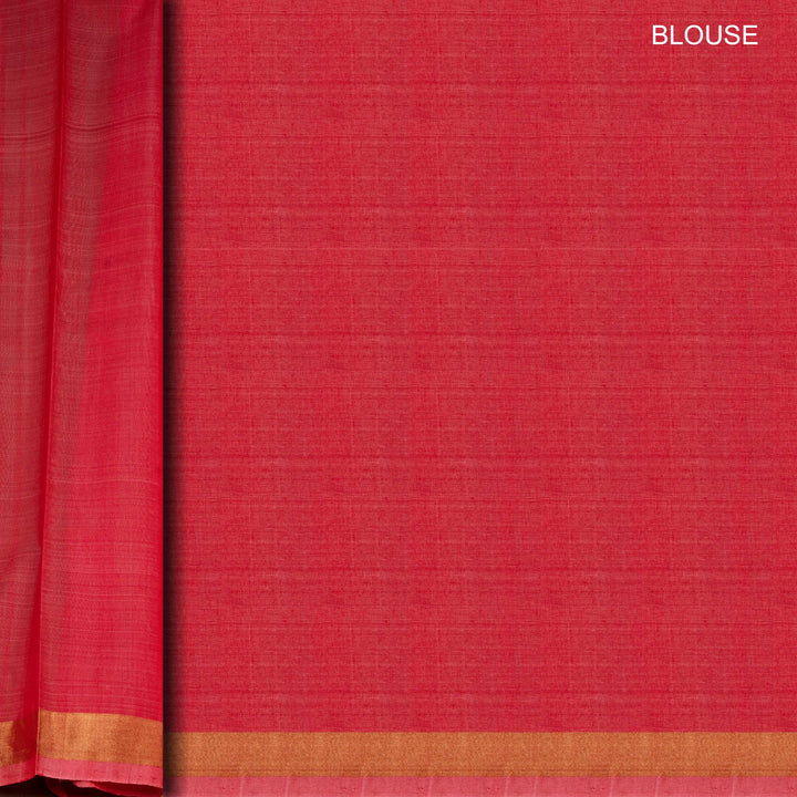 Blouse of Handwoven Peach Ikat Silk Cotton Saree