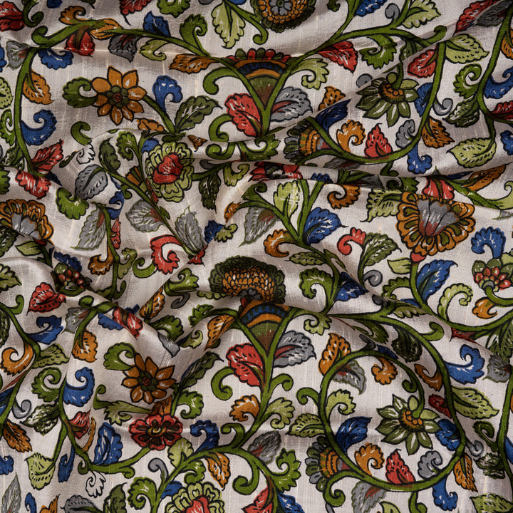 Closeup of Handwoven Dupion Soft Silk Saree