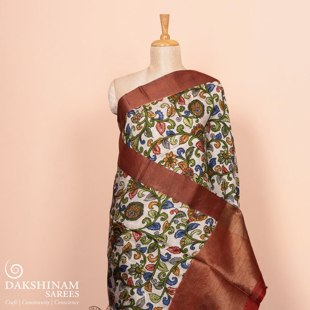 Pleats/body of Handwoven Dupion Soft Silk Saree