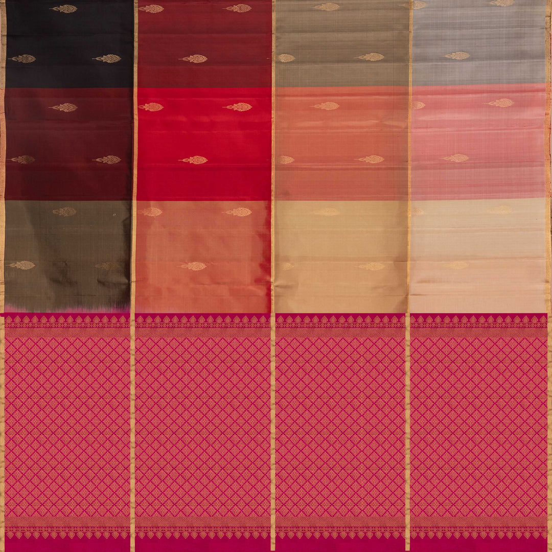 Pallu of Handwoven Multicolor with pink Soft Silk Saree