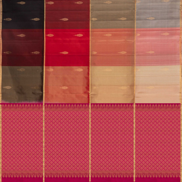 Pallu of Handwoven Multicolor with pink Soft Silk Saree