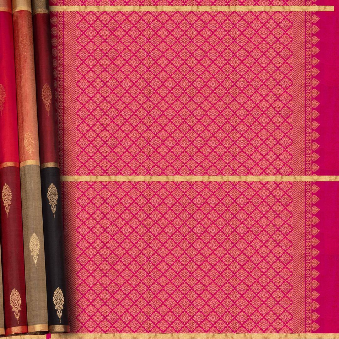 Pallu desgn Handwoven Multicolor with pink Soft Silk Saree