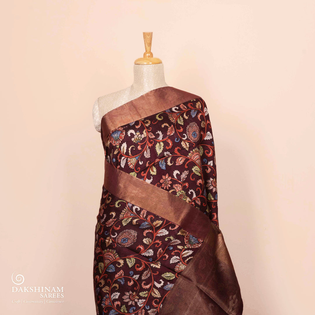 Pleats/Body of Handwoven Dupion soft silk Saree