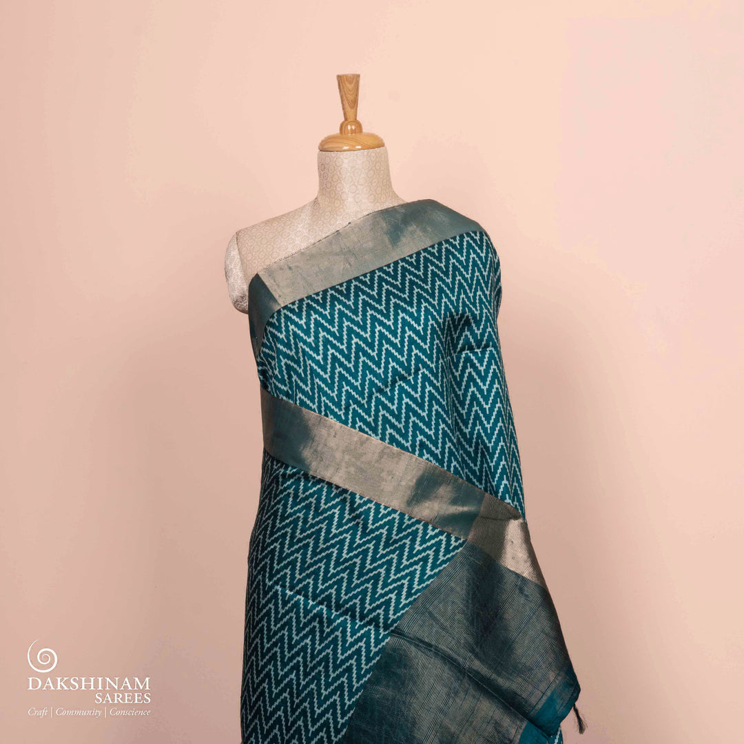 Pleats/Body of Handwoven Dupion soft silk Saree