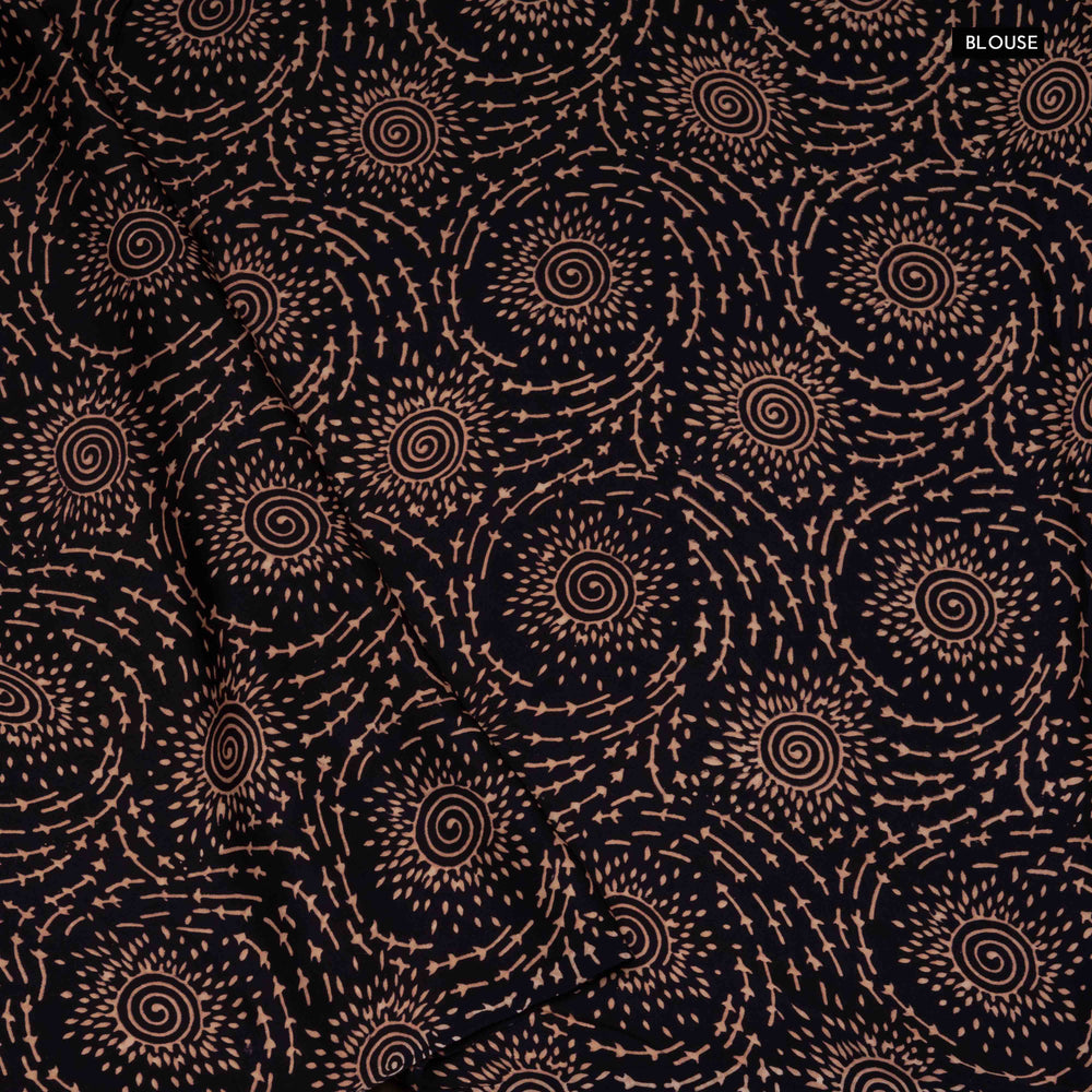 Closeup of Handwoven Midnight Modal Silk Saree