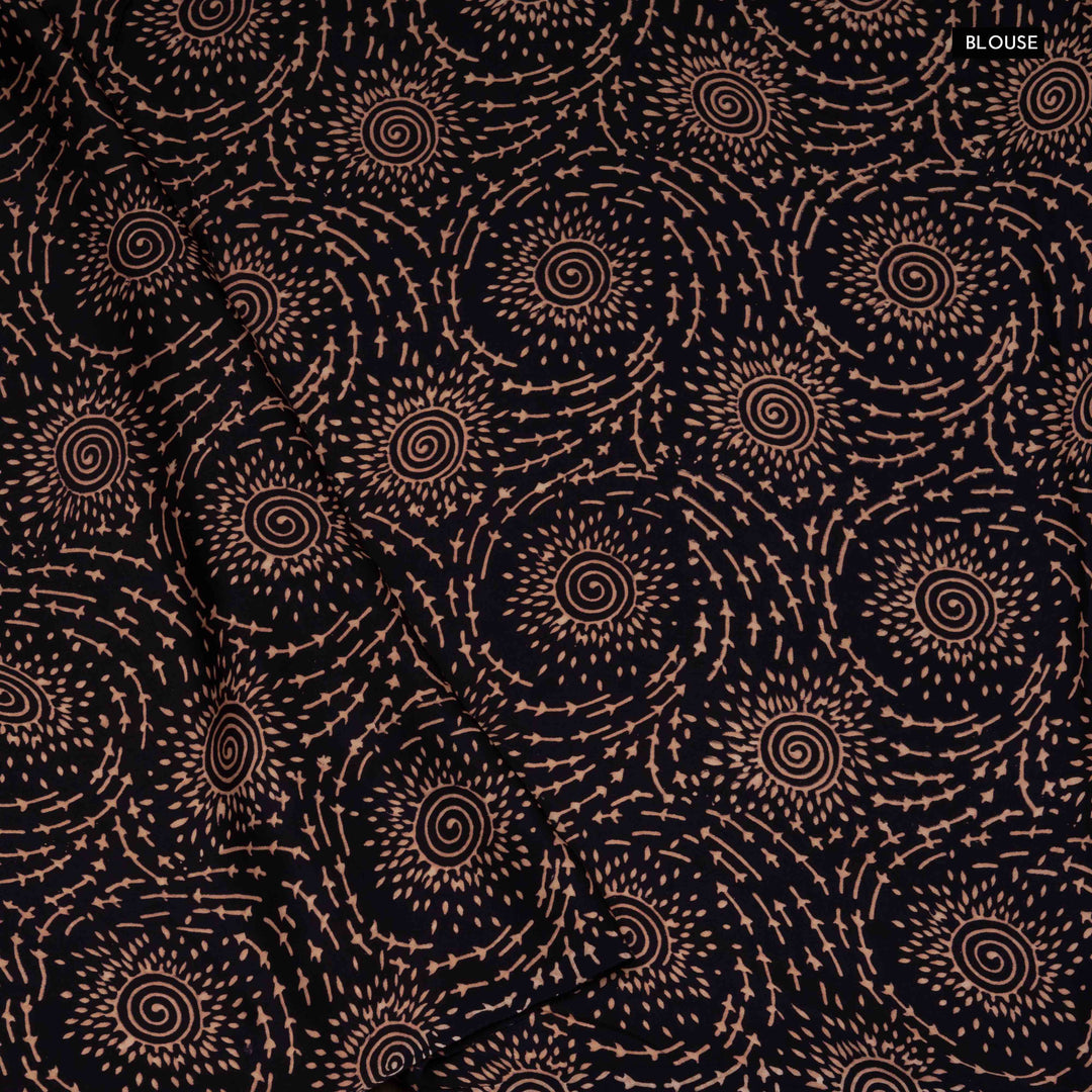 Closeup of Handwoven Midnight Modal Silk Saree