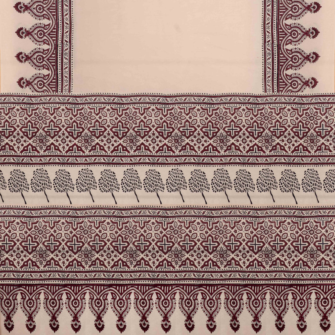 Pallu of Handwoven Off white Modal Silk Saree
