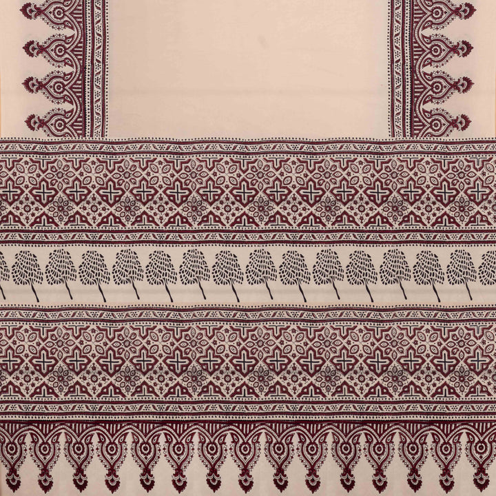 Pallu of Handwoven Off white Modal Silk Saree