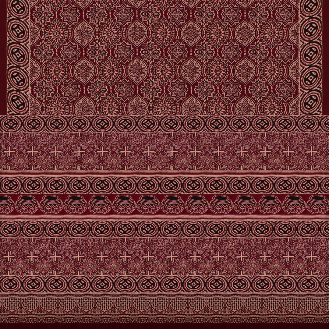 Pallu of Handwoven Maroon Modal Silk Saree