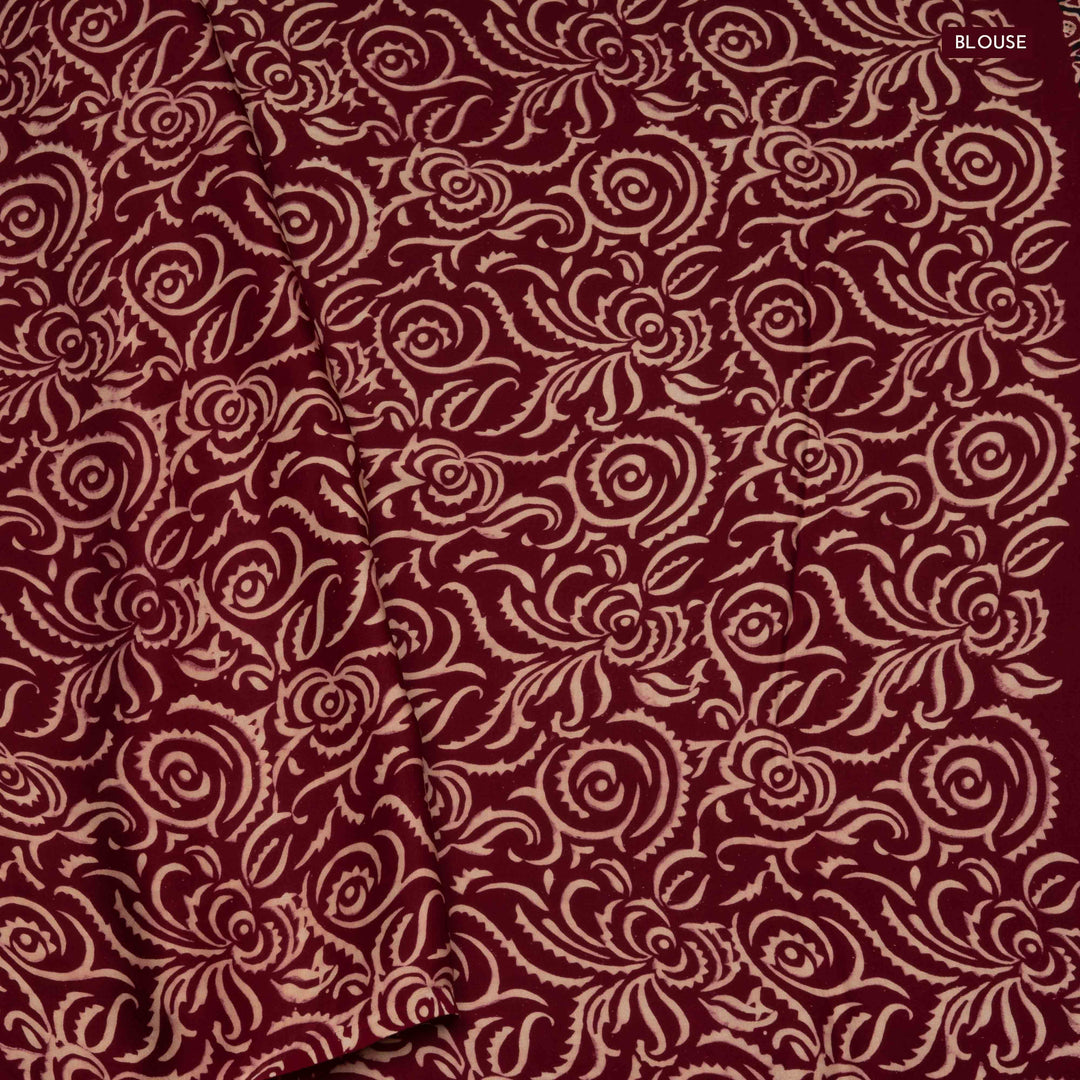 Body design of Handwoven Maroon Modal Silk Saree