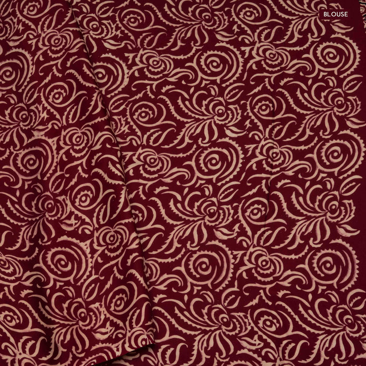 Body design of Handwoven Maroon Modal Silk Saree