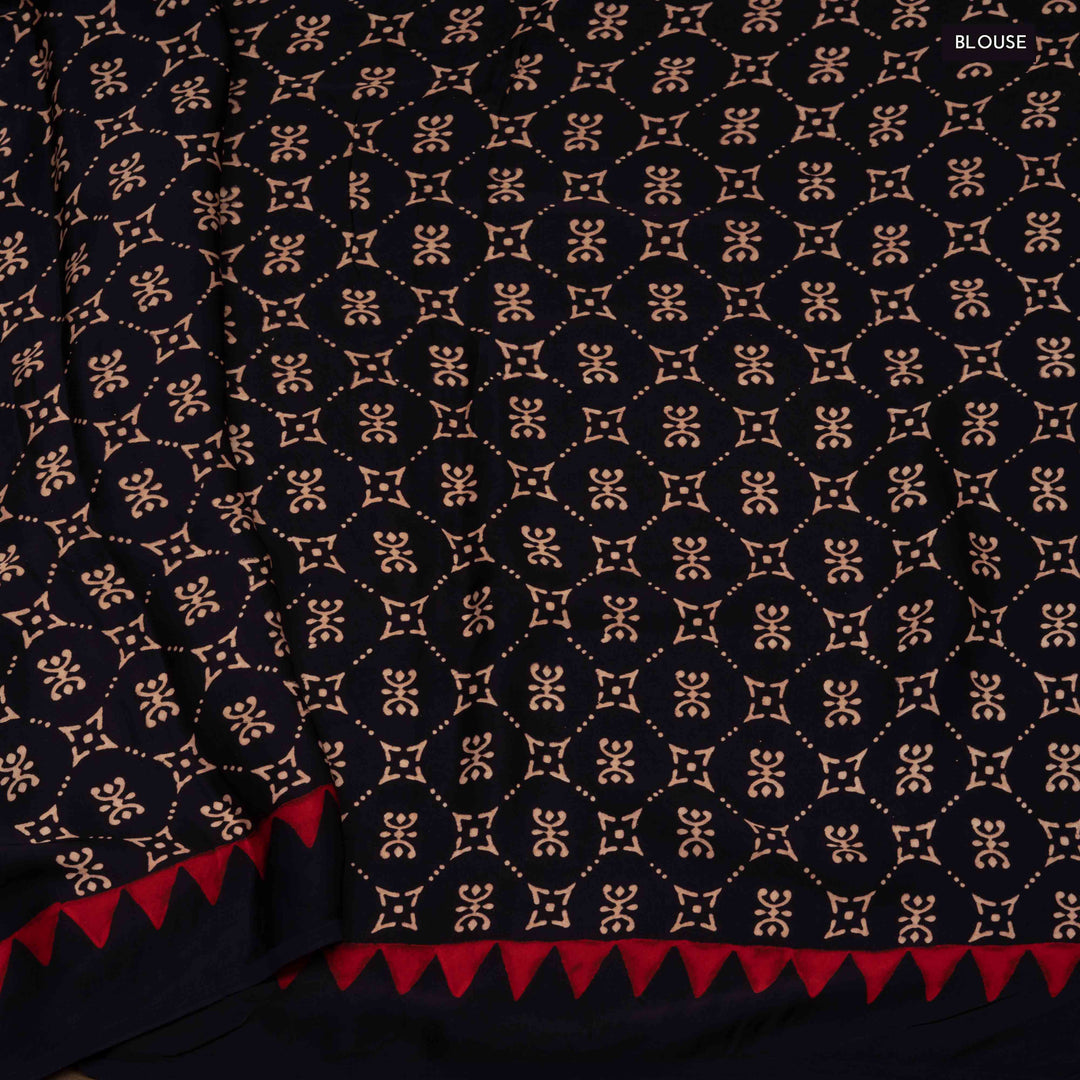 Blouse of Handwoven Deep blue Modal Silk Saree