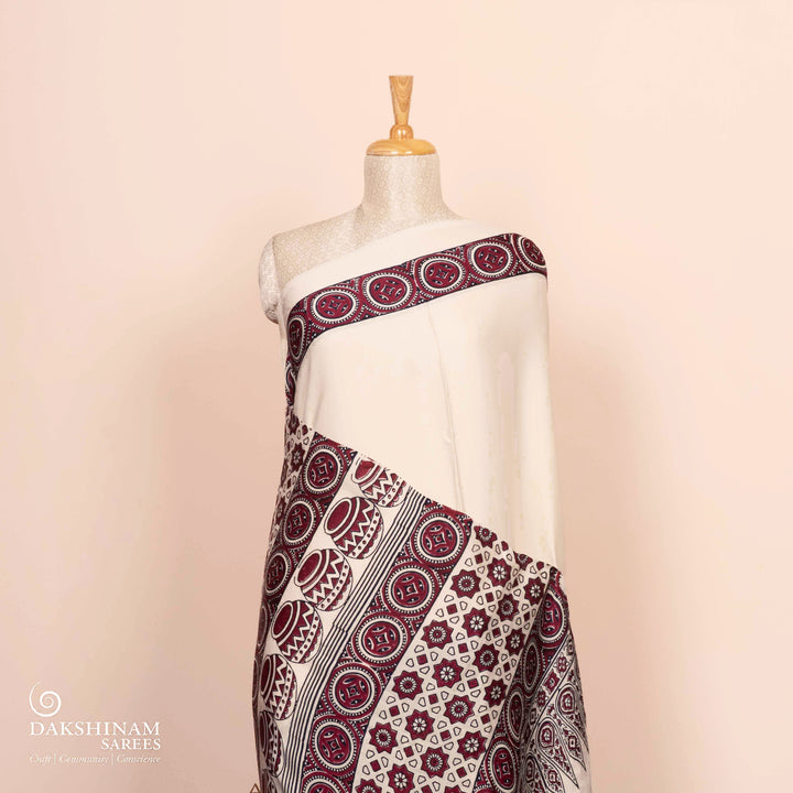 Handwoven Off white Modal Silk Saree- 3002T014849DSC