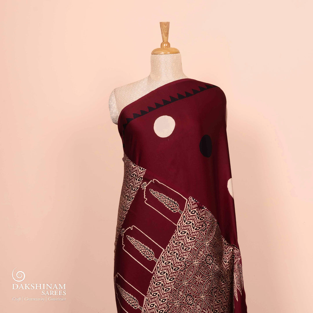 Pleats/body of  Handwoven  Modal Silk Saree