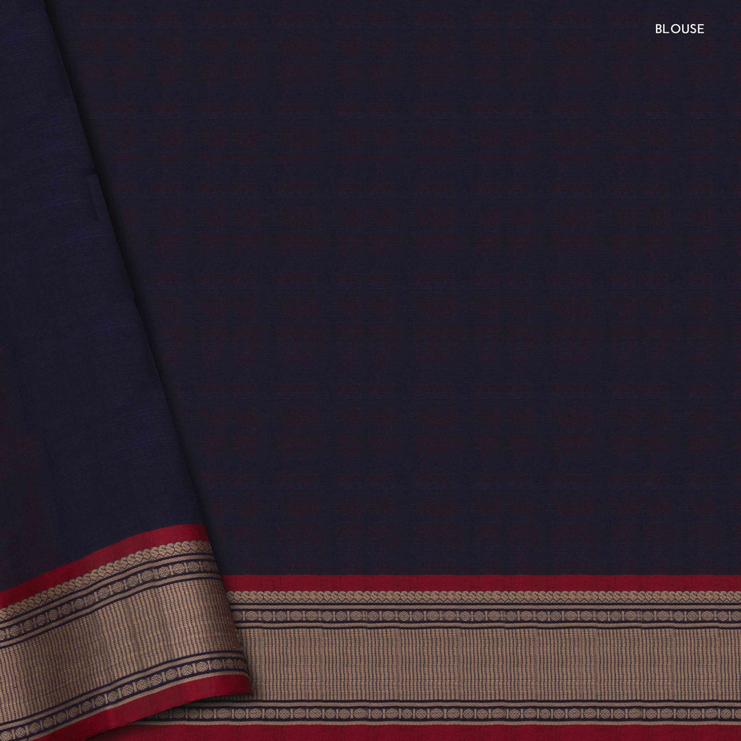 Blouse of Handwoven Blue Kanjivaram Cotton Saree