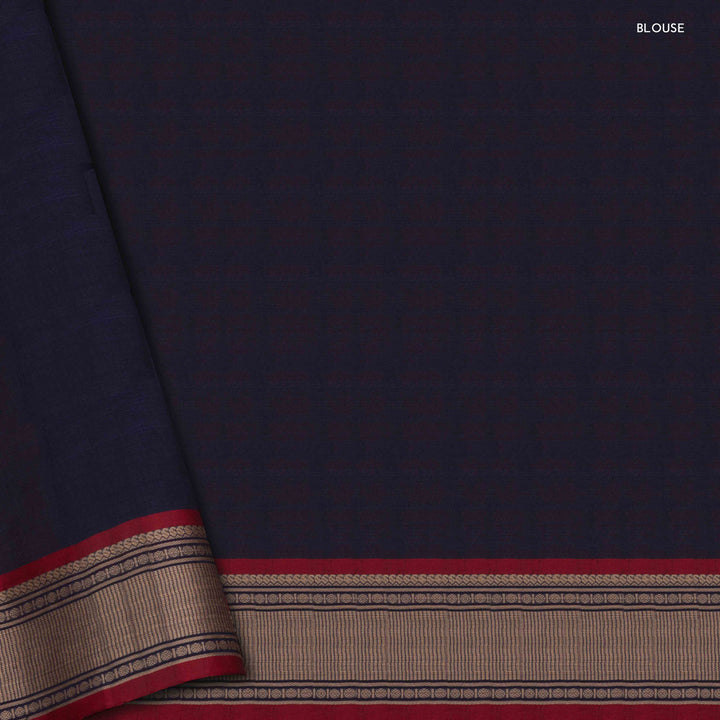 Blouse of Handwoven Blue Kanjivaram Cotton Saree