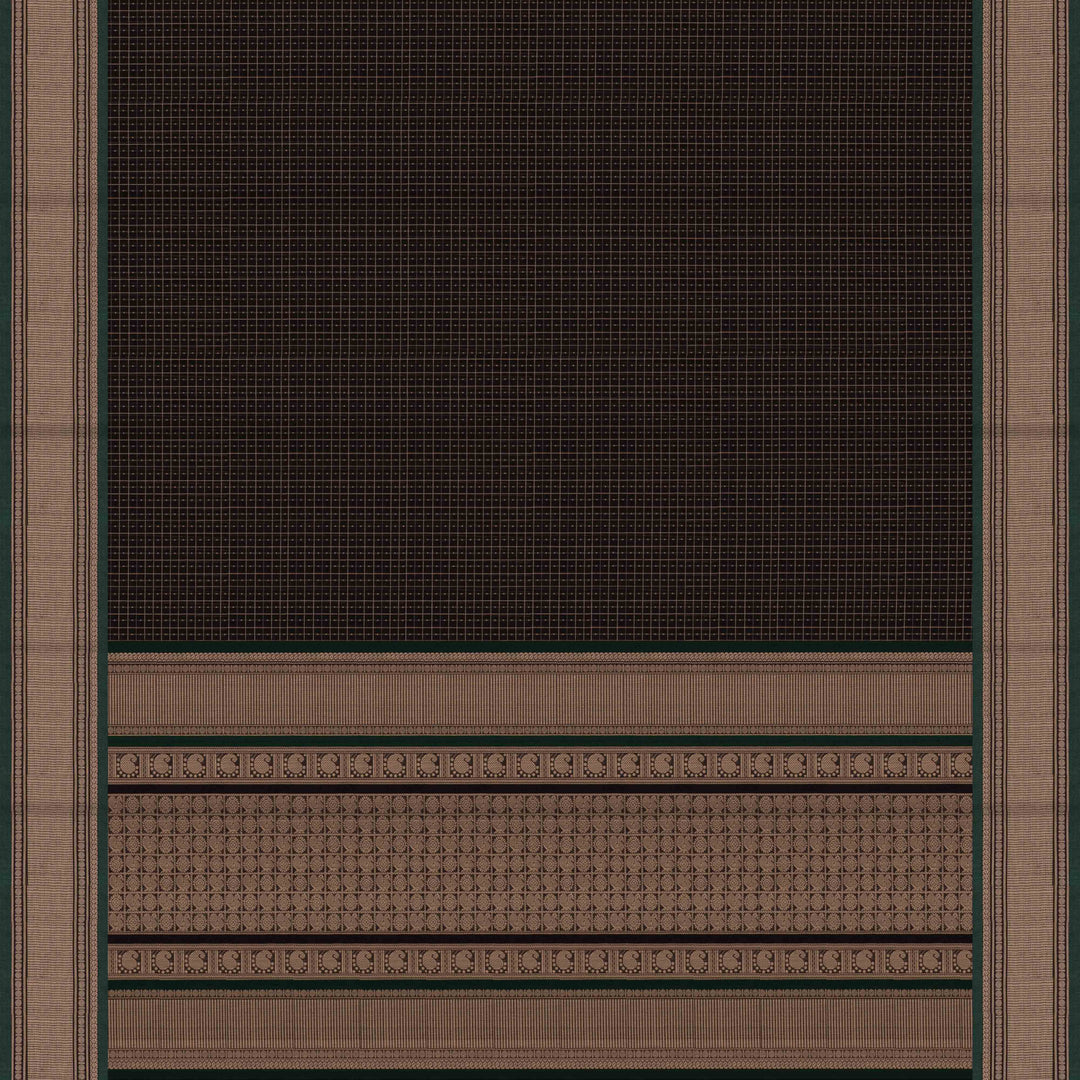 Pallu of Handwoven Checks Kanjivaram Cotton Saree