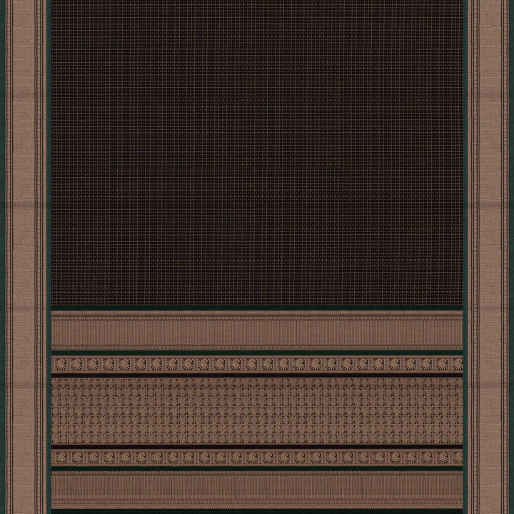 Pallu of Handwoven Checks Kanjivaram Cotton Saree