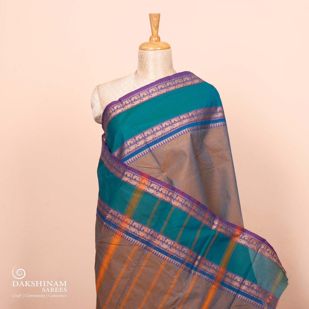 Pallu of  Handwoven Chettinad Cotton Saree