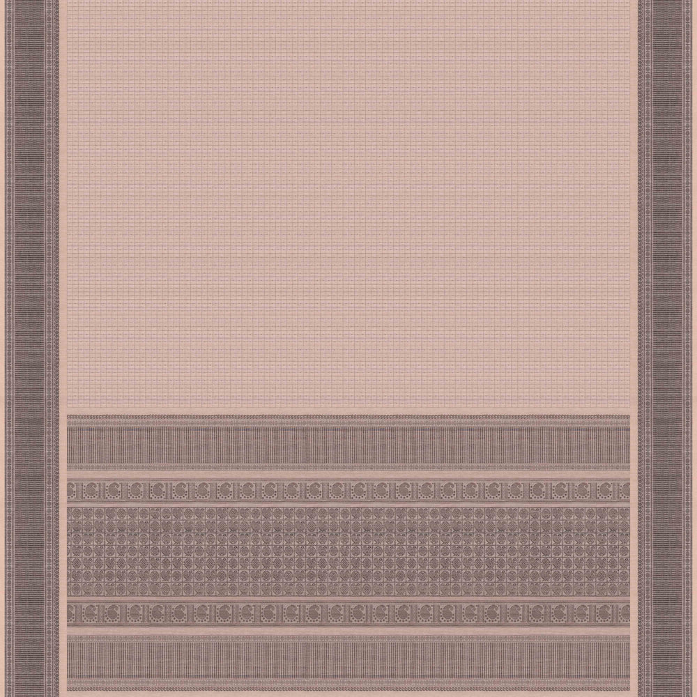 Pallu of Handwoven Checks Kanjivaram Cotton Saree