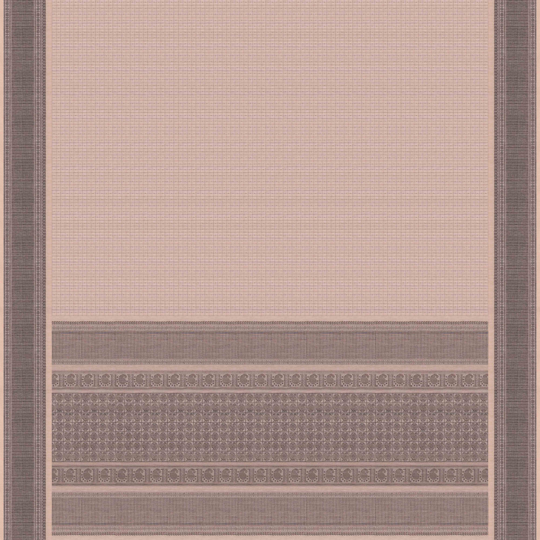 Pallu of Handwoven Checks Kanjivaram Cotton Saree