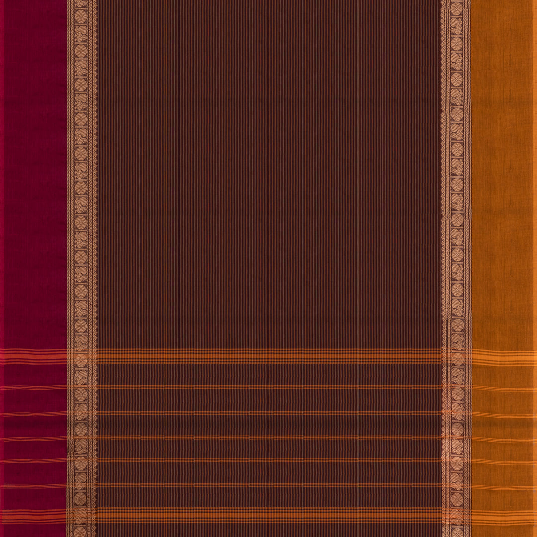 Pallu of Handwoven Ganga Jamuna border Chettinad Cotton Saree