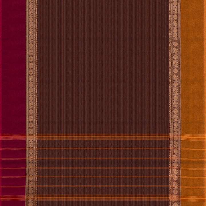 Pallu of Handwoven Ganga Jamuna border Chettinad Cotton Saree