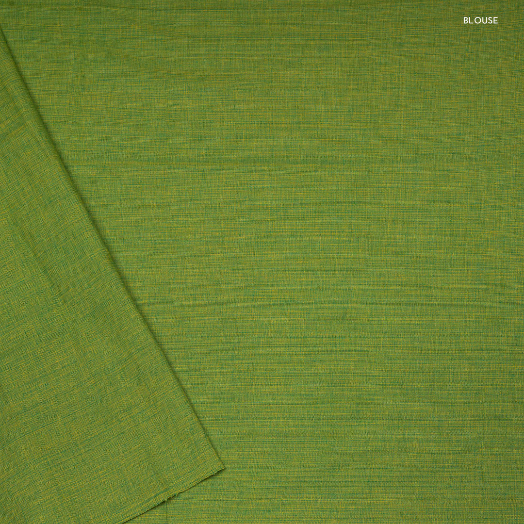Blouse of Handwoven Lime Green Chettinad Cotton Saree