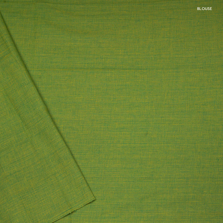 Blouse of Handwoven Lime Green Chettinad Cotton Saree